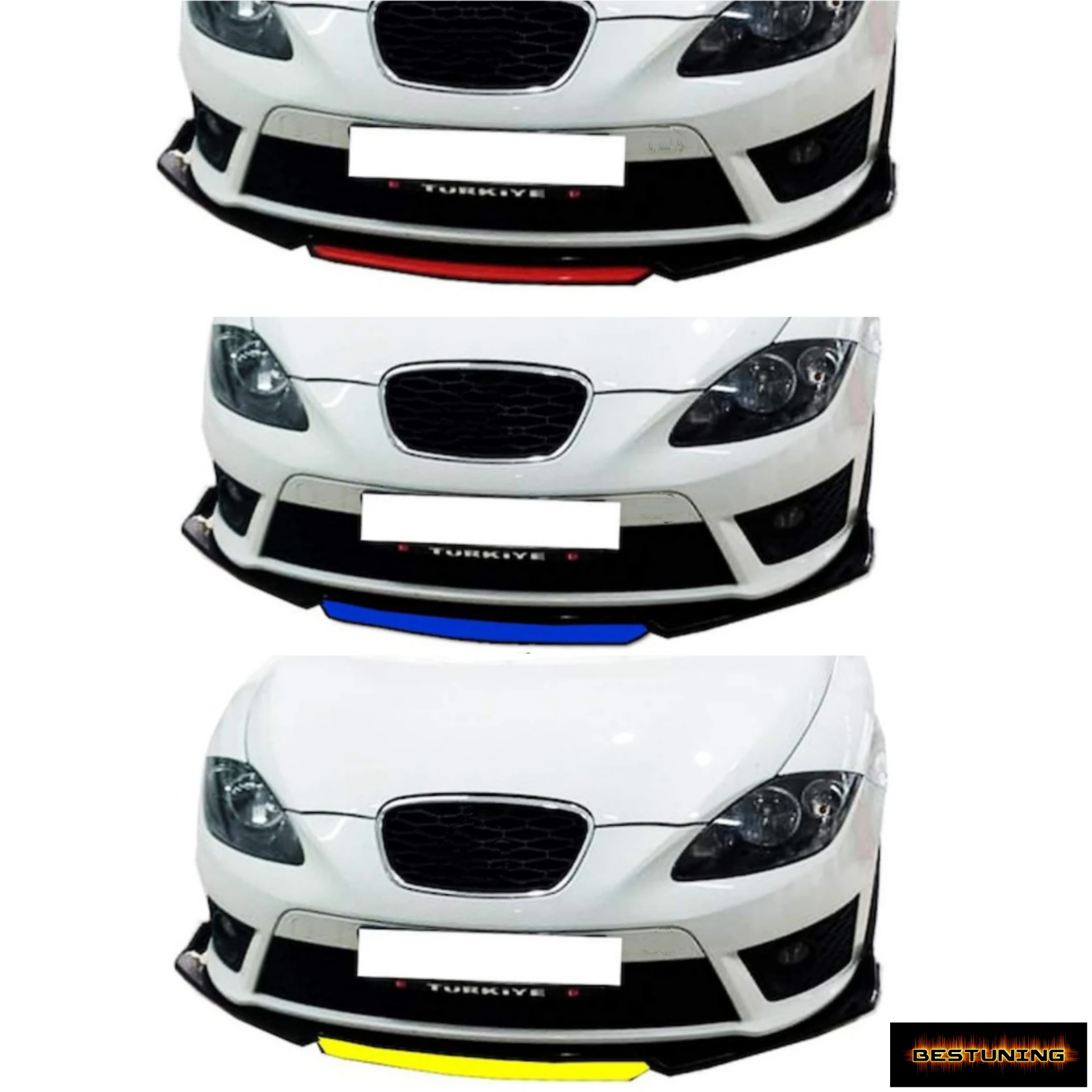 4 Piece Front Bumper Lip For Seat Leon 2005 2012 Car Accessories 5 Color  Options Body Kit Spoiler Modified Exterior Parts Tuning