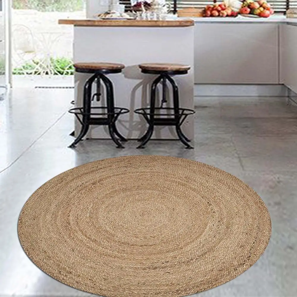 Else Brown Circle Wicker Jute Design 3d Pattern Anti Slip Back Round Kitchen Floor Carpets Area Rug For Living Room Bedroom Else Brown Circle Wicker Jute Design 3d Pattern Anti Slip Back Round Kitchen Floor Carpets Area Rug For Living Room Bedroom