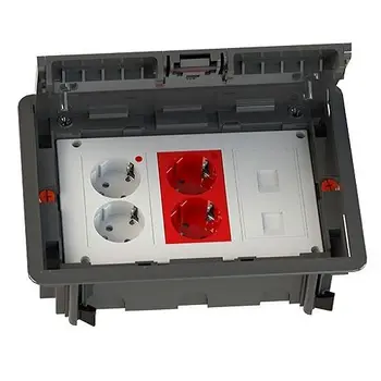 

Kit puesto trabajo suelo empotrar 4 schukos y 2 RJ45 Blanco