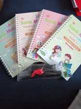 Libros mágicos reutilizables para niños, kit de escritura de caligrafía 3D, escritura de números en inglés, práctica mágica, 4 unidades