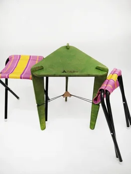 

Green Wood Portable Camping Table and Stool
