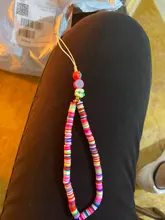 Go2Boho-cadena para la muñeca para mujer, soporte para teléfono, cadenas telefónicas de playa, correa de fruta, arcilla polimérica colorida, cordón de cuentas Heishi