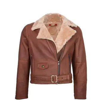 

Zerimar leather jacket double faced for female camel color