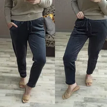 Corduroy Pants Trousers Velvet Fleece Winter Thick Black Female Women Straight for Workout