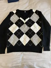 HEYounGIRL otoño negro V cuello de punto Vintage suéter Casual Argyle Jersey escocés mujeres Y2K estilo Preppy Jersey manga larga 2021