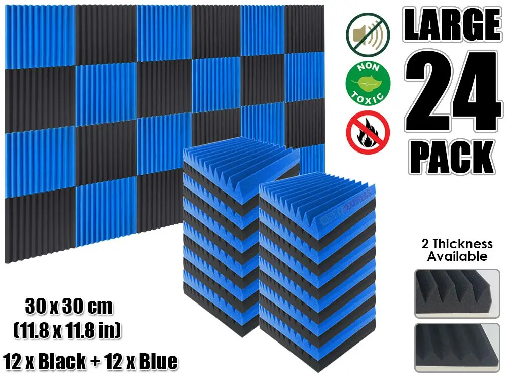 24pcs Blue and Black Arrowzoom мульти-Клин 12T акустическая студия пена плитка Звукопоглощающая Панель 30x30 см(11,8x11,") цвет Combi KK1167 - Цвет: 24pcs Blue and Black