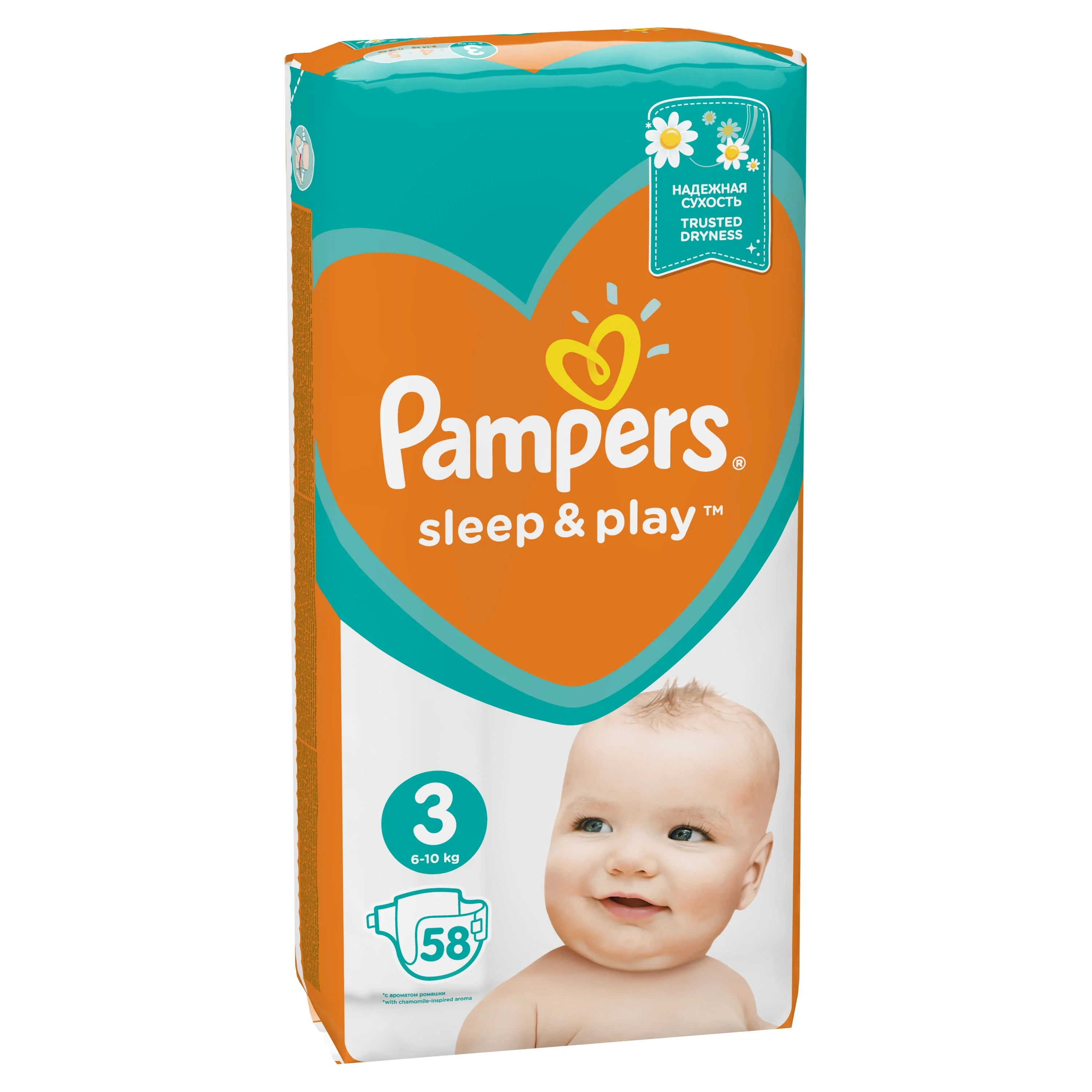 Подгузники Pampers Sleep& Play 6-10 кг, 3 размер, 58шт