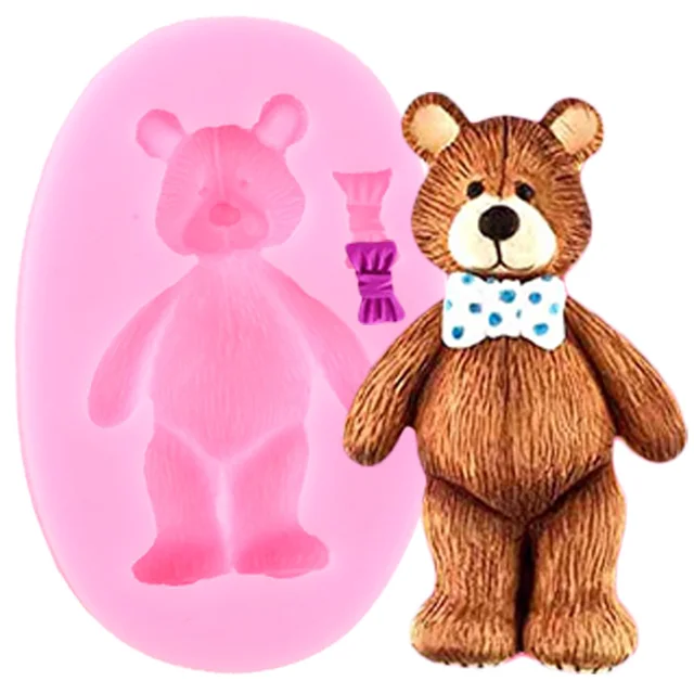 3D Mackó Medve Szilikon Formák Íj Cupcake Topper Fondant Penész Baba Születésnapi Torta Dekorációs Szerszámok Zselé Cukorkás Csokoládé - Image 5