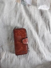 Billetera de cuero para mujer, monedero VINTAGE triple para teléfono móvil, monedero femenino