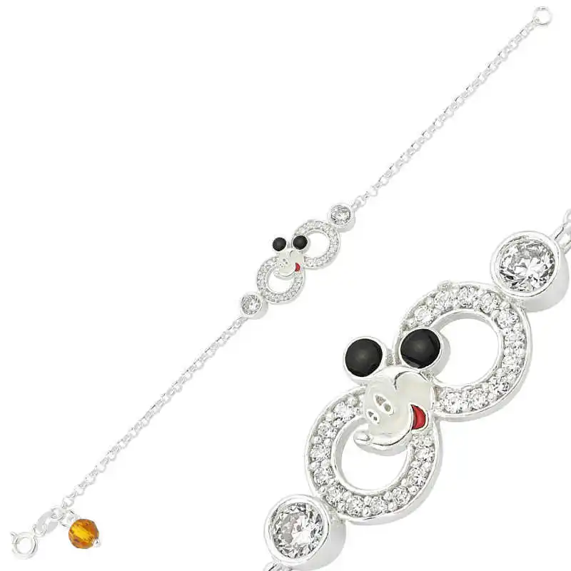 KUTAYDAN 925 пробы Серебряный Детский браслет с Микки Маусом и бесконечностью