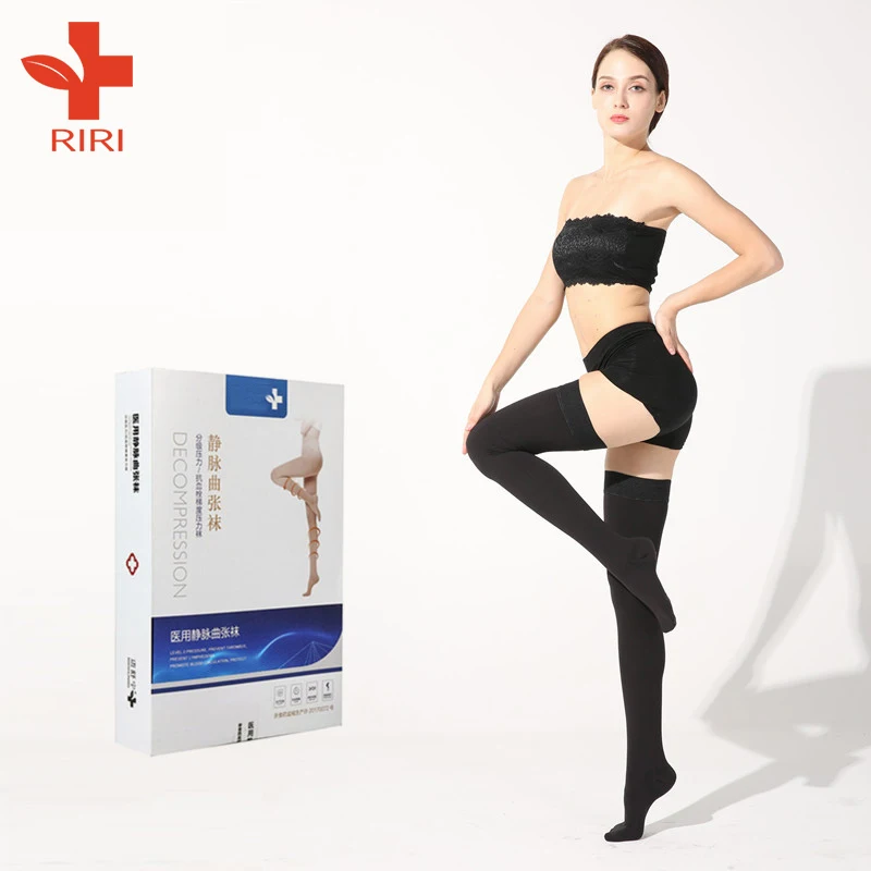 2021RIRI Medical Compression 23-33mmhg Open & closed toe Thigh high Transparent Compression Stockings Varicose Veins Compressi