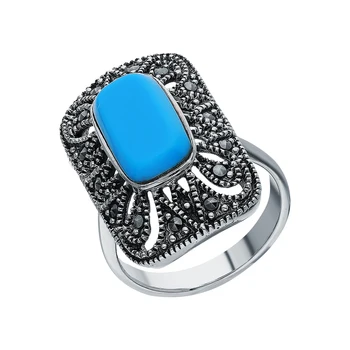 

Silver ring with marcasites and turquoise sunlight sample 925