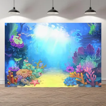 

NeoBack Little Mermaid Sea Bed Caslte Corals Ariel Princess Photography Backdrop Baby Party Birthday photo backgrounds P4323