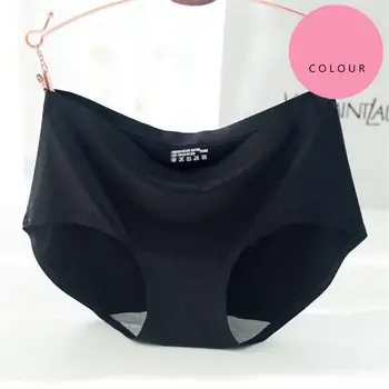 

1 pcs Sexy Panties Mid Waist Solid Underwear Briefs Women Briefs Underpants Seamless Briefs Ice Silk Women Candy Color Panties