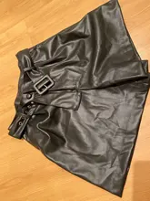 2020 Winter New Women Orange Color PU Bermuda Shorts Faux Leather Belted Shorts