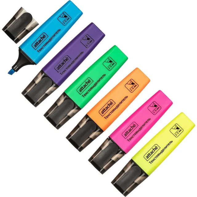 Набор маркеров текстовыделителей Attache Colored 1-5мм набор 6 шт 4