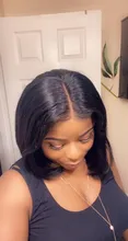 Bob peluca brasileña corta hueso recto pelucas de cabello humano para las mujeres negras peluca negra T malla con división Bob Peluca de cabello humano Pre arrancado