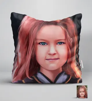 

Personalized Female Child Artistic Portrait Design White Yastık-5