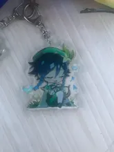 De la isla de Kyushu impacto Zhongli Diluc llavero Cosplay lindo personaje del juego Venti Paimon Tartaglia Mona acrílico colgante de llavero