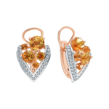 

Silver earrings with cubic zirconia and citrine sunlight sample 925