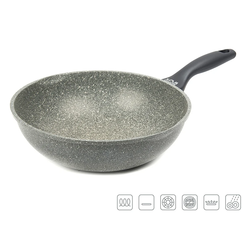 Aluminum wok Korea with non-stick coating Mega stone inside and outside diameter of 30 cm-kww3021ms | Дом и сад
