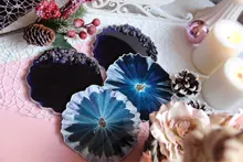 Bamala-moldes de resina para posavasos, de silicona, para posavasos brillante, Geoda, tapetes para tazas