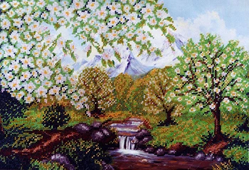 

B1401 set for embroidery with beads 'паутинка' 'Apple vesna', 38*25 cm