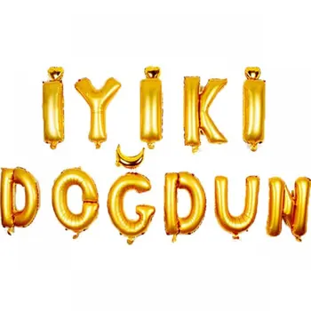 

İyiki Happy Birthday Printed Foil Gold Balloon Set
