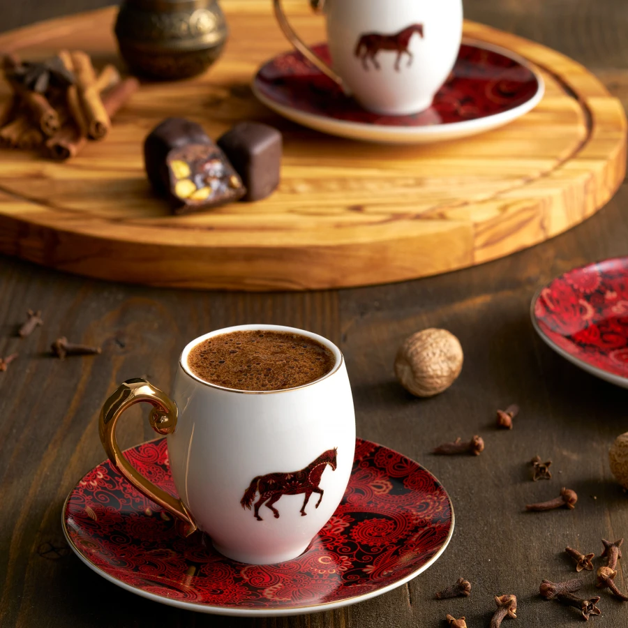 

Turkish Coffee Espresso Coffee Set 2 + 2 Plates Askar 2 Person Coffee Cup 100% Original Made in Turkey