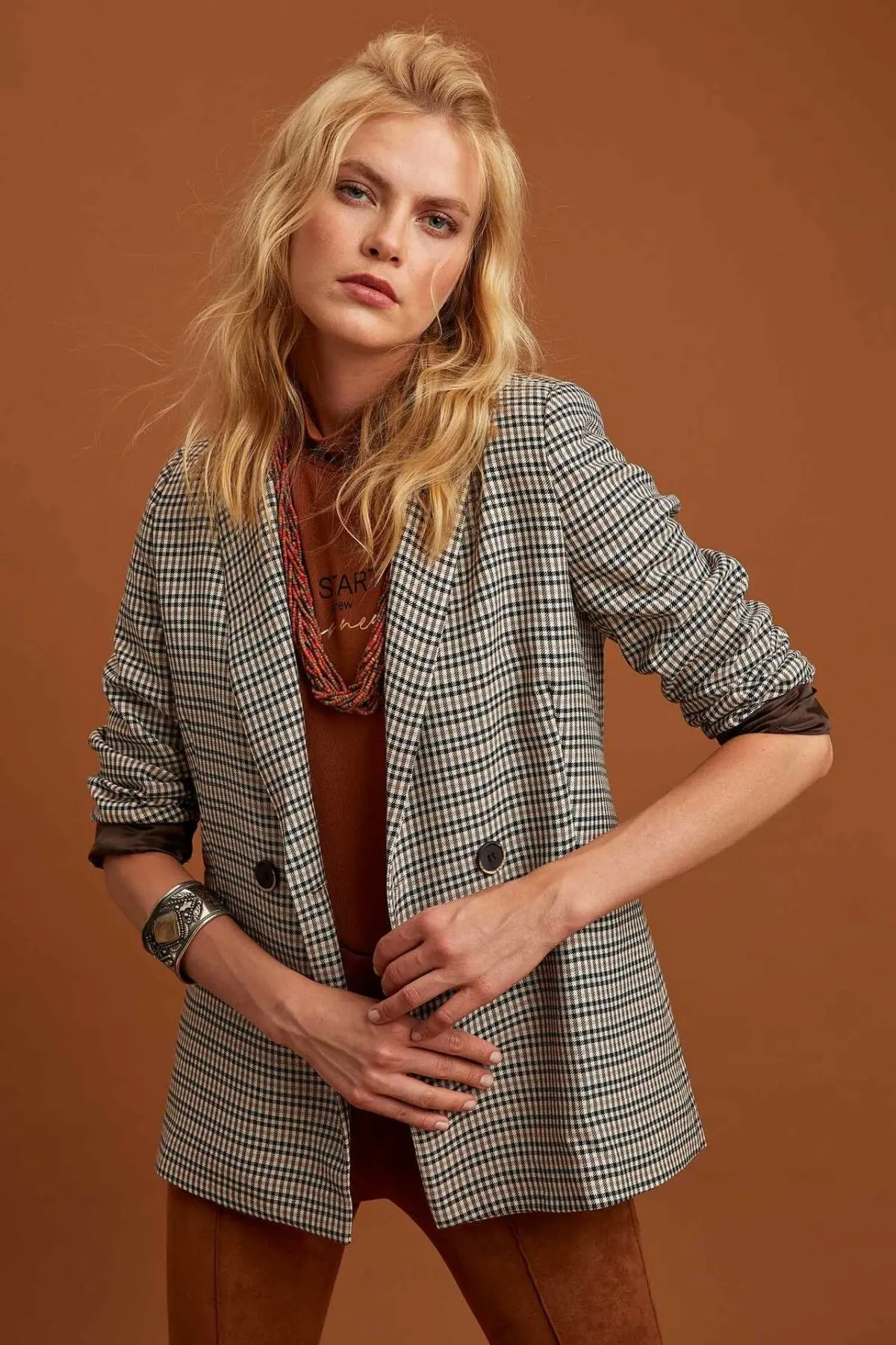 

Chaquetas formales de solapa de moda de hecho para mujer trajes de oficina Simple a cuadros para mujer Abrigos casuales de alta calidad para damas-M6276AZ19WN