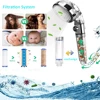 Shower Head High Pressure Water Saving with On/Off Switch Stop Button Ionic Mineral Anion 3 Modes Handheld Bathroom Showerheads 6