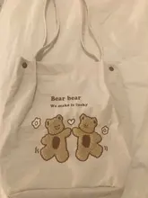 Bolso de hombro de PANA con bordado de ositos de la suerte para mujer, bolsa de lona a rayas, de tela ecológica, bolsas de compras bonitas y suaves
