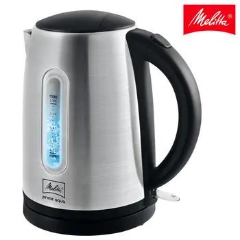 

Hervidor de agua Melitta Prime Aqua 1018-02, calentador de agua eléctrico, 1,7 litros de capacidad, 2200W, acero inoxidable