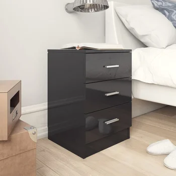 

Bedside black glossy 38x35x56 cm in particleboard tables