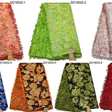 QO19032 DHL-Лидер продаж Jarcqua органза материал парча Нигерия перо органза кружева с серебряным дизайном для вечерние и танцевальные