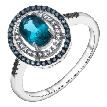 

Ring of silver with sapphire Nat. (U) and Topaz White