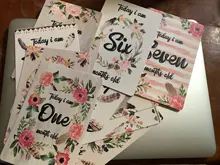 12 hojas de tarjetas de hito para bebé recién nacido, registro de crecimiento mensual, tarjetas fotográficas para compartir fotos, hito de fotos para bebé infantil