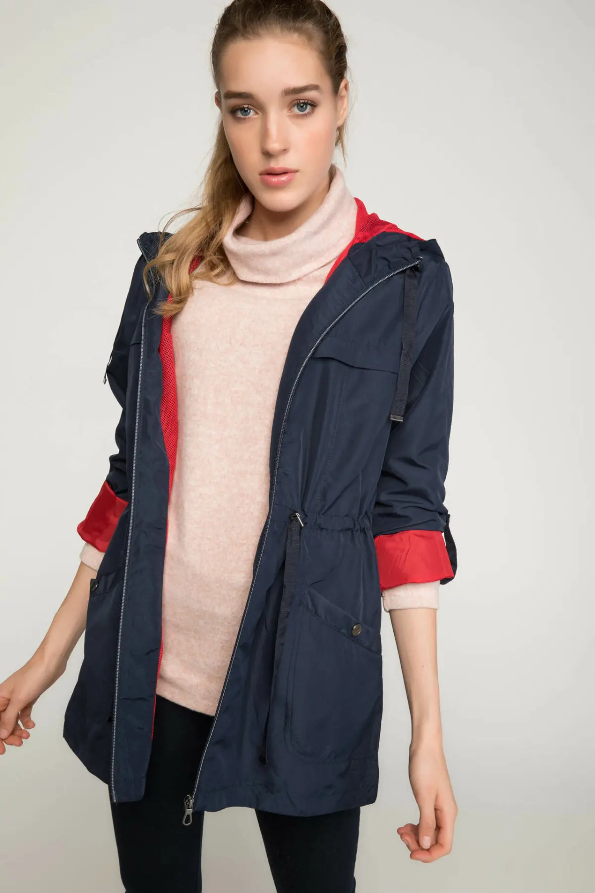 

DeFacto Woman Fashion Thin Hoodies Jacket Coat Pocket Casual Spring Autumn Jacket Female Simple Long Sleeve Coat-I6021AZ18AU-I6021AZ18AU