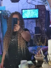 Noble rizado Ombre pelo mechones de cabello sintético Super largo rizado 1 Uds 28 -32 Rubio marrón mechones con extensiones de cabello