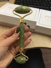 Rodillo masajeador Facial raspado Guasha Natural, doble cabezal, piedra de Jade, Estiramiento Facial, cuerpo, cuello delgado, herramientas de masaje de elevación fina