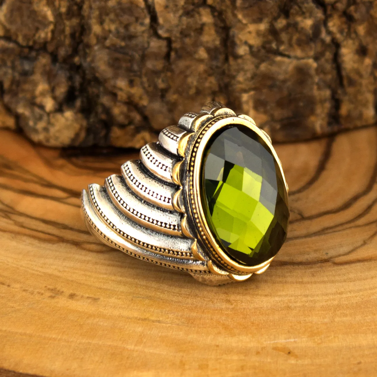 

925 Sterling Silver Ring for Men with Yellow Zircon Stone (Made in Turkey)