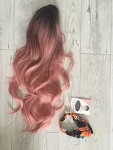 Pink Cosplay Wigs Dark-Root Wavy Colorful-Fiber Black White High-Temperature Synthetic-Long