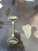 Gua Sha-Rodillo de Jade masajeador Facial 100% verdadera piedra Natural, rascador Gouache, herramientas de masaje para el cuidado de la piel