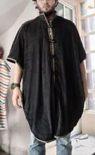 Capa de retales para hombre, ropa de calle de media manga, Poncho de un solo pecho, gabardina con cuello levantado, ropa de calle, S-5XL, 2021