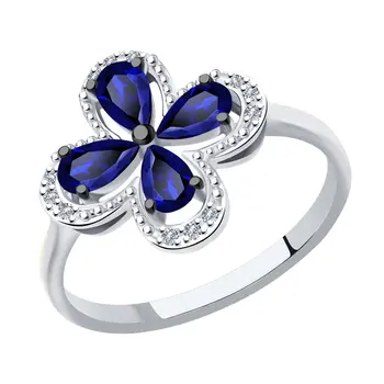 

Sokolov ring in white gold with diamonds and sapphires, fashion jewelry, 585, women's male