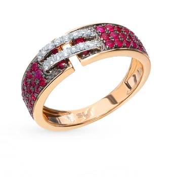 

Gold ring with rubies and diamonds sunlight sample 585