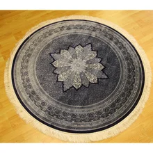 Круглый Синий Шелковый ковер