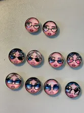 Botones a presión de 18mm para cara de niña, 10 Uds. Redondas mixtas, foto de cristal, cabujón, estilo para pulseras a presión de 18mm, regalo de joyería