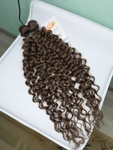 Ídolo de moda Afro rizado pelo sintético resistente al calor, paquetes de pelo de onda profunda extensiones marrón 2 unids/lote 26 pulgadas de la armadura del pelo