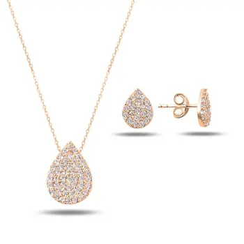 

Angemiel 925 Silver Zircon Stone Drop Set-Rose Gold Plated